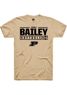 Emma Bailey Gold Purdue Boilermakers NIL Stacked Box Short Sleeve T Shirt
