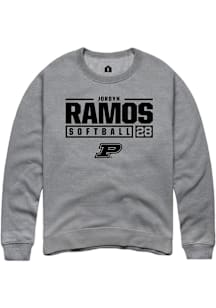 Jordyn Ramos  Rally Purdue Boilermakers Mens Graphite NIL Stacked Box Long Sleeve Crew Sweatshirt