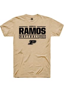Jordyn Ramos Gold Purdue Boilermakers NIL Stacked Box Short Sleeve T Shirt