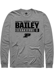 Kyndall Bailey Rally Mens Grey Purdue Boilermakers NIL Stacked Box Tee