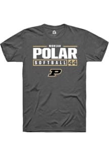 Moriah Polar Dark Grey Purdue Boilermakers NIL Stacked Box Short Sleeve T Shirt
