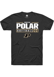 Moriah Polar Black Purdue Boilermakers NIL Stacked Box Short Sleeve T Shirt