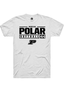 Moriah Polar White Purdue Boilermakers NIL Stacked Box Short Sleeve T Shirt
