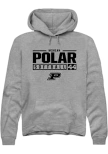 Moriah Polar  Rally Purdue Boilermakers Mens Graphite NIL Stacked Box Long Sleeve Hoodie