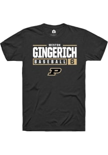 Weston Gingerich Black Purdue Boilermakers NIL Stacked Box Short Sleeve T Shirt