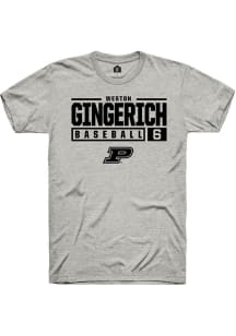 Weston Gingerich Ash Purdue Boilermakers NIL Stacked Box Short Sleeve T Shirt