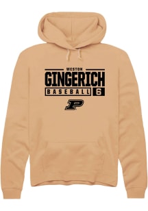 Weston Gingerich  Rally Purdue Boilermakers Mens Gold NIL Stacked Box Long Sleeve Hoodie