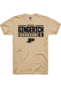 Weston Gingerich Gold Purdue Boilermakers NIL Stacked Box Short Sleeve T Shirt