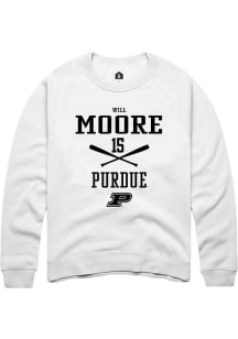 Will Moore Rally Mens White Purdue Boilermakers NIL Sport Icon Crew Sweatshirt