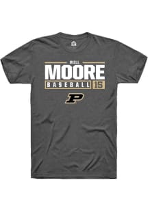 Will Moore Dark Grey Purdue Boilermakers NIL Stacked Box Short Sleeve T Shirt
