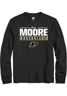 Will Moore Rally Mens Black Purdue Boilermakers NIL Stacked Box Tee