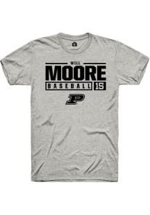 Will Moore Ash Purdue Boilermakers NIL Stacked Box Short Sleeve T Shirt