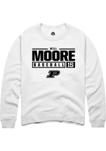 Will Moore Rally Mens White Purdue Boilermakers NIL Stacked Box Crew Sweatshirt