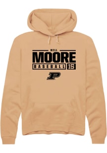 Will Moore  Rally Purdue Boilermakers Mens Gold NIL Stacked Box Long Sleeve Hoodie