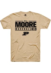 Will Moore Gold Purdue Boilermakers NIL Stacked Box Short Sleeve T Shirt