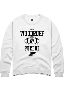 Drew Woodruff Rally Mens White Purdue Boilermakers NIL Sport Icon Crew Sweatshirt