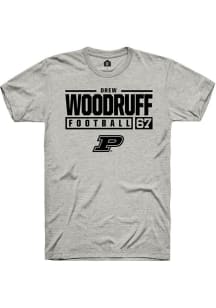 Drew Woodruff Ash Purdue Boilermakers NIL Stacked Box Short Sleeve T Shirt