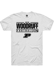 Drew Woodruff White Purdue Boilermakers NIL Stacked Box Short Sleeve T Shirt