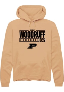 Drew Woodruff Rally Mens Gold Purdue Boilermakers NIL Stacked Box Hooded Sweatshirt