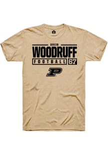 Drew Woodruff Gold Purdue Boilermakers NIL Stacked Box Short Sleeve T Shirt