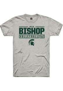 Julia Bishop  Michigan State Spartans Ash Rally NIL Stacked Box Short Sleeve T Shirt