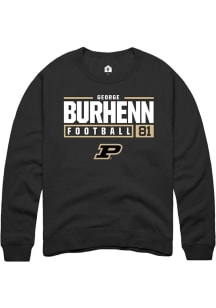 George Burhenn Rally Mens Black Purdue Boilermakers NIL Stacked Box Crew Sweatshirt