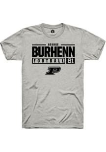 George Burhenn Ash Purdue Boilermakers NIL Stacked Box Short Sleeve T Shirt