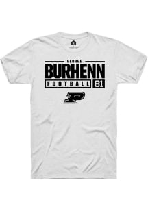 George Burhenn White Purdue Boilermakers NIL Stacked Box Short Sleeve T Shirt