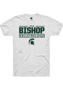 Julia Bishop  Michigan State Spartans White Rally NIL Stacked Box Short Sleeve T Shirt