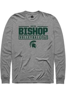 Julia Bishop  Michigan State Spartans Graphite Rally NIL Stacked Box Long Sleeve T Shirt