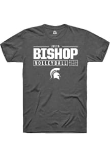 Julia Bishop  Michigan State Spartans Dark Grey Rally NIL Stacked Box Short Sleeve T Shirt