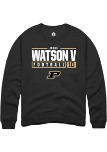 Jesse Watson V Rally Mens Black Purdue Boilermakers NIL Stacked Box Crew Sweatshirt