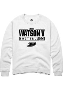 Jesse Watson V Rally Mens White Purdue Boilermakers NIL Stacked Box Crew Sweatshirt