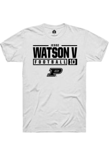 Jesse Watson V White Purdue Boilermakers NIL Stacked Box Short Sleeve T Shirt