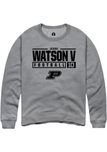 Jesse Watson V Rally Mens Graphite Purdue Boilermakers NIL Stacked Box Crew Sweatshirt