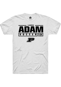 Lauren Adam White Purdue Boilermakers NIL Stacked Box Short Sleeve T Shirt