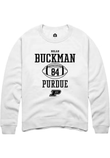 Nolan Buckman Rally Mens White Purdue Boilermakers NIL Sport Icon Crew Sweatshirt