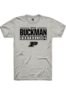 Nolan Buckman Ash Purdue Boilermakers NIL Stacked Box Short Sleeve T Shirt