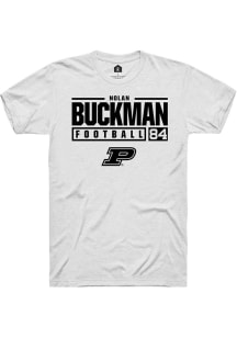 Nolan Buckman White Purdue Boilermakers NIL Stacked Box Short Sleeve T Shirt