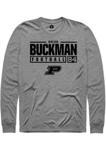 Nolan Buckman Rally Mens Graphite Purdue Boilermakers NIL Stacked Box Tee
