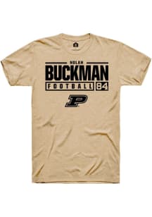 Nolan Buckman Gold Purdue Boilermakers NIL Stacked Box Short Sleeve T Shirt