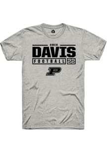 Owen Davis Ash Purdue Boilermakers NIL Stacked Box Short Sleeve T Shirt