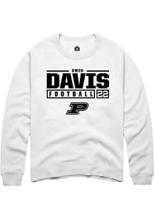 Owen Davis Rally Mens White Purdue Boilermakers NIL Stacked Box Crew Sweatshirt