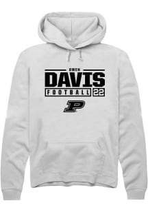 Owen Davis Rally Mens White Purdue Boilermakers NIL Stacked Box Hooded Sweatshirt