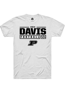 Owen Davis White Purdue Boilermakers NIL Stacked Box Short Sleeve T Shirt