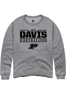Owen Davis Rally Mens Graphite Purdue Boilermakers NIL Stacked Box Crew Sweatshirt