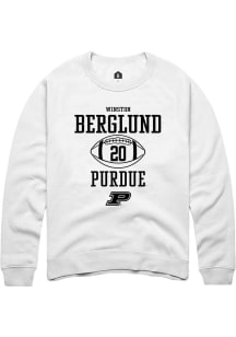 Winston Berglund Rally Mens White Purdue Boilermakers NIL Sport Icon Crew Sweatshirt