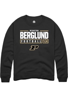 Winston Berglund Rally Mens Black Purdue Boilermakers NIL Stacked Box Crew Sweatshirt