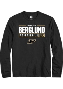 Winston Berglund Rally Mens Black Purdue Boilermakers NIL Stacked Box Tee
