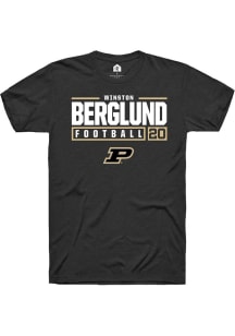 Winston Berglund Black Purdue Boilermakers NIL Stacked Box Short Sleeve T Shirt